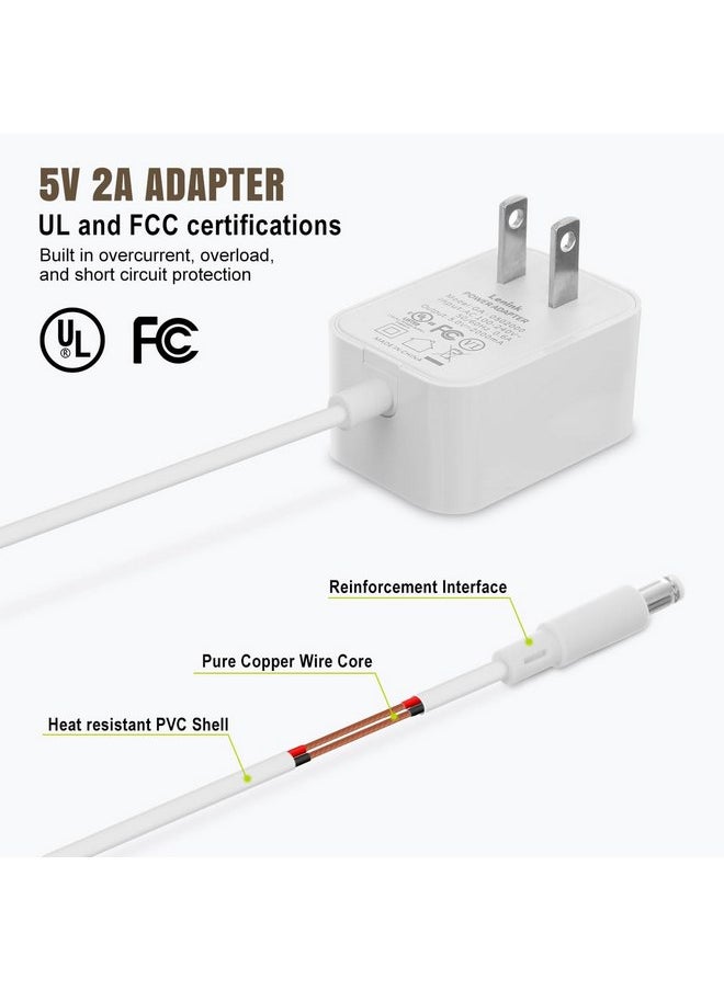 Lenink - Lenink 5V 2A Baby Swing Power Cord Replacement Compatible with Graco DuetSoothe, DuetConnect LX, Simple Sway, Glider LX, Glider Elite and More (6ft, White) - Image 1