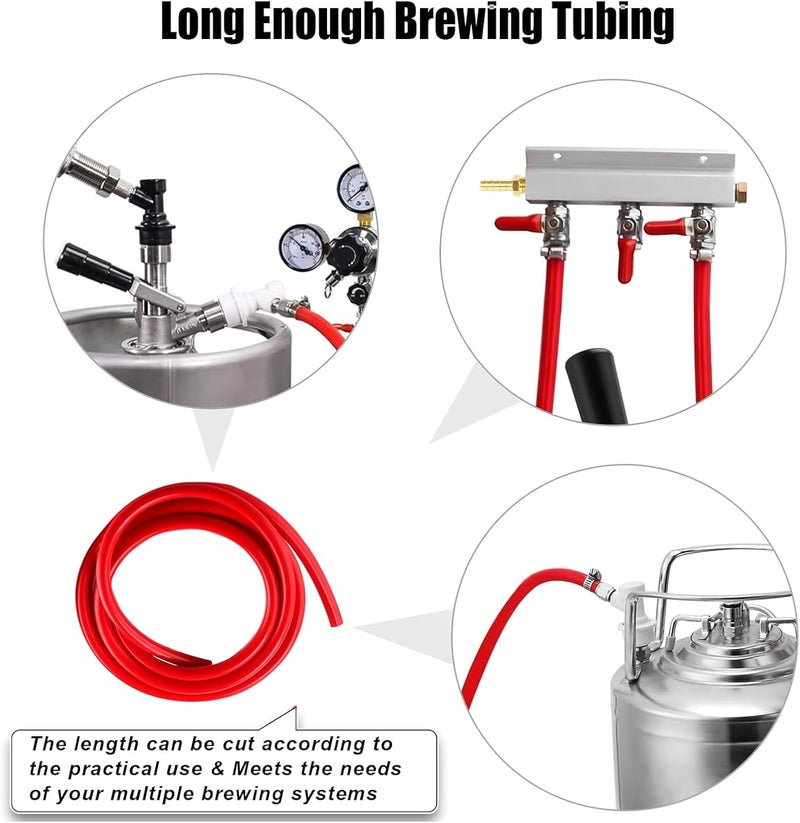 MRbrew 10 Feet CO2 Tubing, PVC CO2 Hose With Hose Clamps I.D. 5/16” Gas Line for Kegerator co2 Dispenser Beer System Draft Beer Home Brewing & Multiple Setups - Image 3