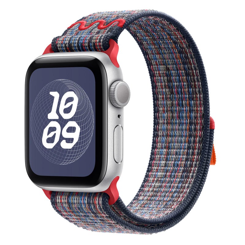 erorex For Apple Watch Series 10 42Mm / 9 41Mm Loop Nylon Watch Band(Blue With Red) - Image 1