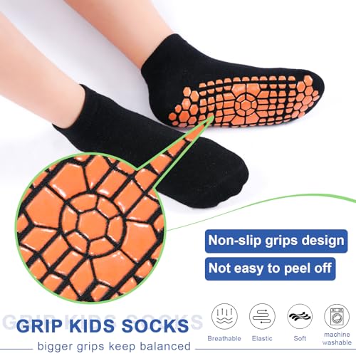 HYCLES Boys Girls Non-Slip Toddler Socks Grip Ankle Sticky Sock Anti-Skid Socks for Kids 6 Pairs for 6-9 Years Kids - Image 4