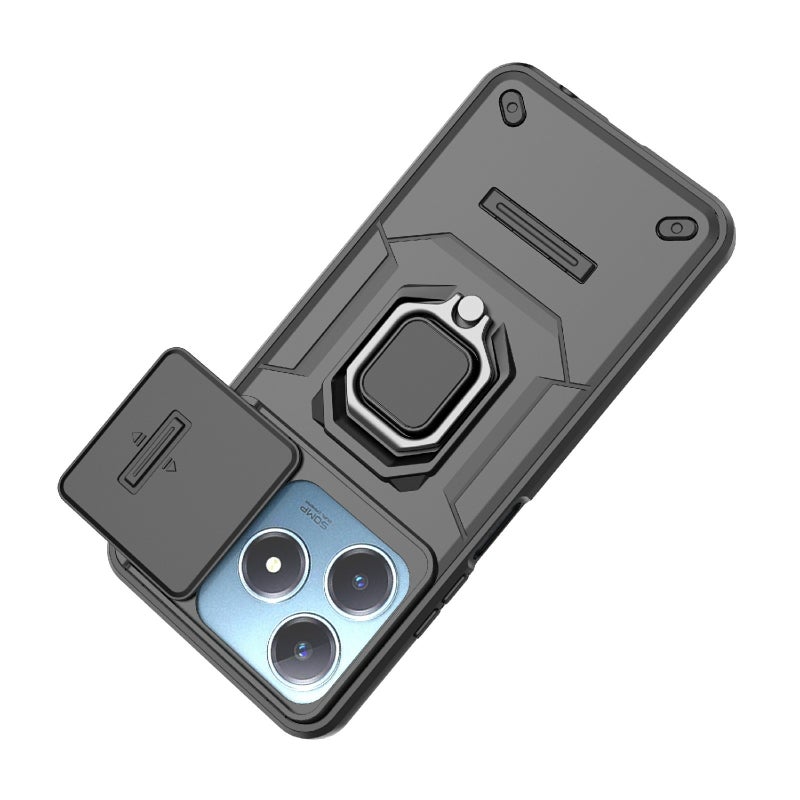 HuHa Case Cover For Realme C63 4G Global Sliding Camshield TPU + PC Shockproof Phone Case with Holder(Black) - Image 5