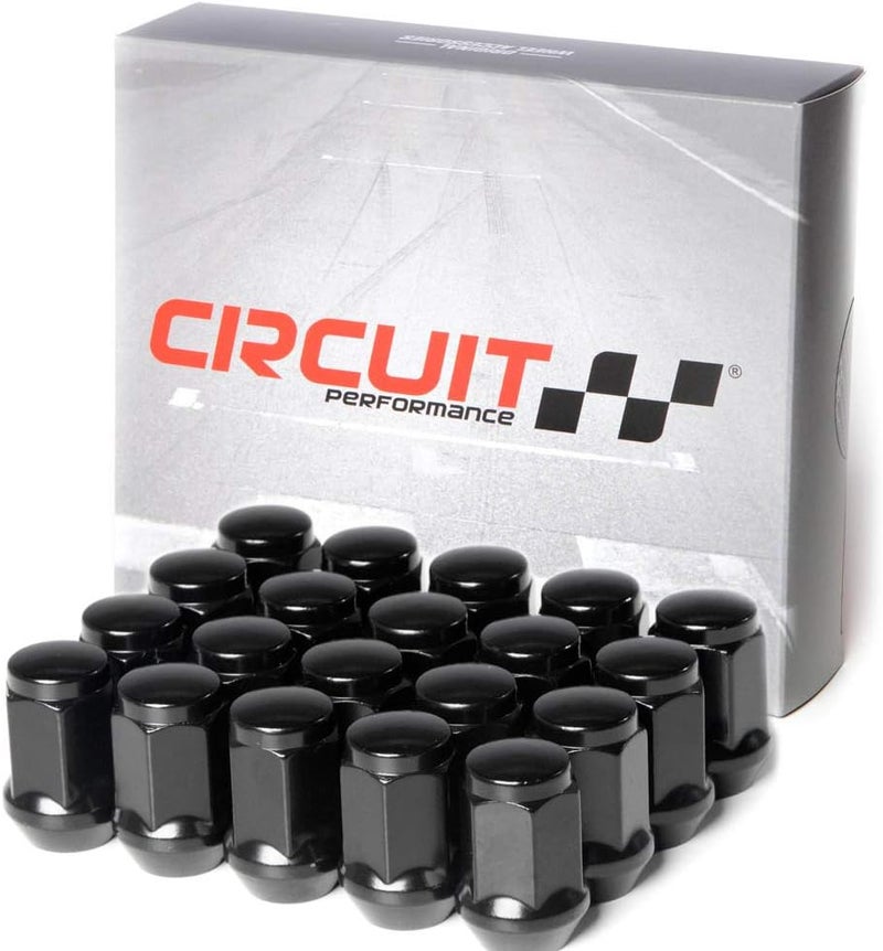 Circuit Performance 12x1.25 Black Closed End Bulge Acorn Lug Nuts (20 Pieces) - Image 1