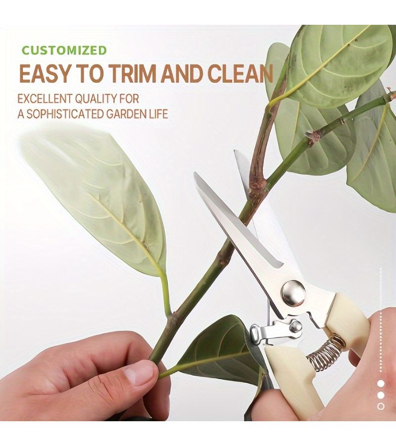 Professional Stainless Steel Garden Pruning Shears Ergonomic White Handles Four Seasons Use Trimming Branches Flowers Grafting Trees Orchard Gardening Tool - Image 5
