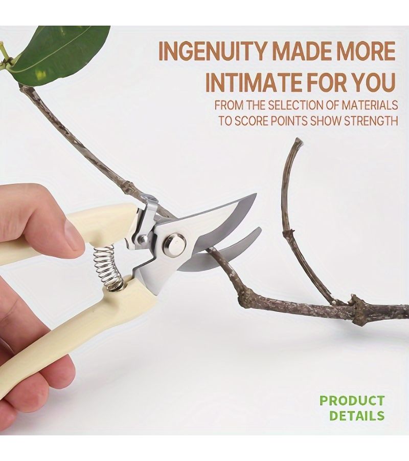 Professional Stainless Steel Garden Pruning Shears Ergonomic White Handles Four Seasons Use Trimming Branches Flowers Grafting Trees Orchard Gardening Tool - Image 2