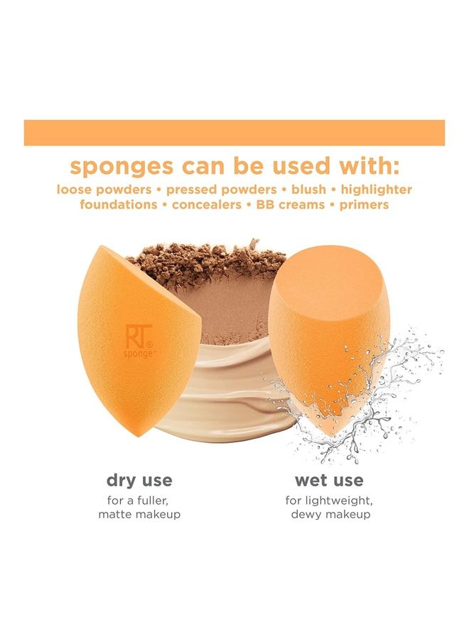 REAL TECHNIQUES Miracle Complexion Sponge & Miracle Powder Sponge Duo Pack for Foundation & Powders Orange & Pink - Image 5