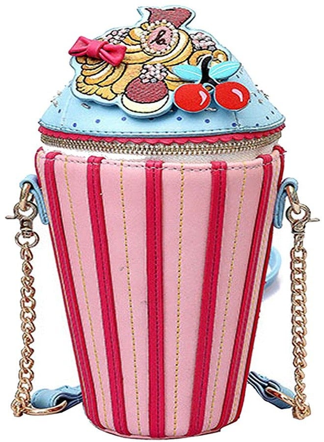 QZUnique Women's PU Leather Shoulder Bag Novelty Ice Cream Shaped Crossbody Bags Cute Phone Chain Bag Handbag Messenger Portable Bag - Image 1