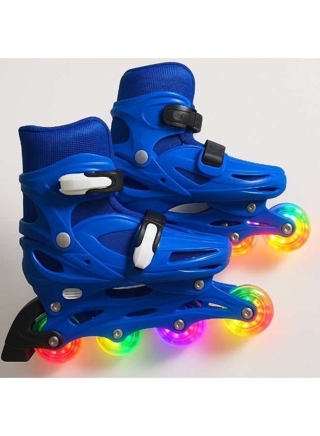 Flash Kids Roller Skates with Protective Gear Set, 1 Rows (blue, M 35-39) - Image 2