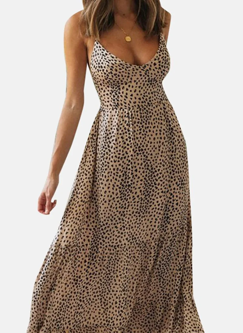 YUNIQEE Multicolour Animal Print Shoulder Straps Maxi Dress