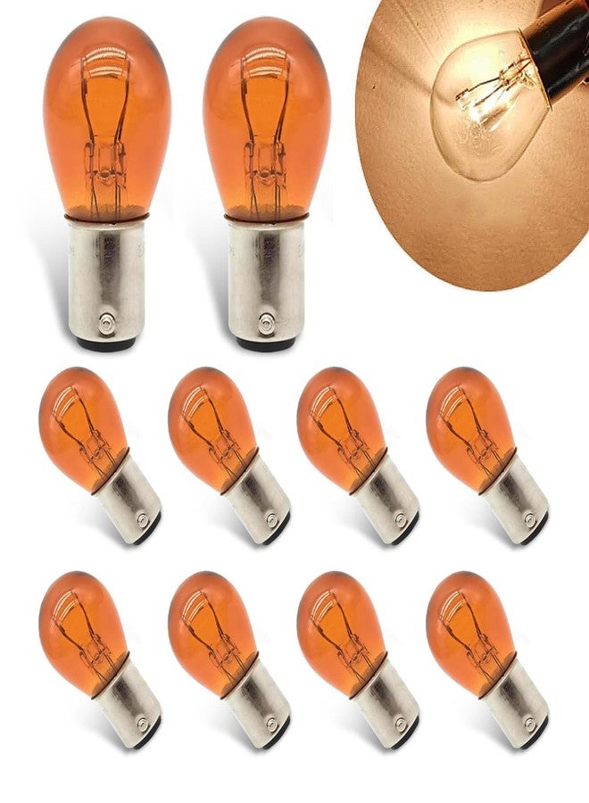 Zikefest 10PCS 1157 Bulb, Tail High and Low Brake Light Bulb, P21/5W S25 2057 2357 7528 BAY15D Light Bulb, Turn Signal Light Bulb Replacement, Universal Halogen Brake Tail Light Parking Light (Amber) - Image 1