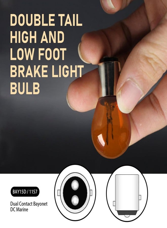 Zikefest 10PCS 1157 Bulb, Tail High and Low Brake Light Bulb, P21/5W S25 2057 2357 7528 BAY15D Light Bulb, Turn Signal Light Bulb Replacement, Universal Halogen Brake Tail Light Parking Light (Amber) - Image 4