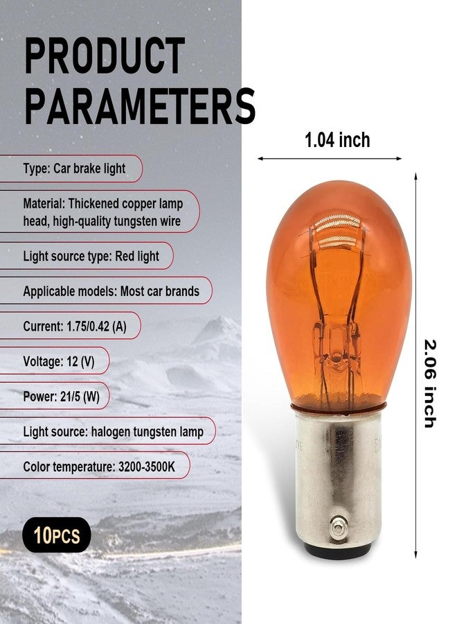 Zikefest 10PCS 1157 Bulb, Tail High and Low Brake Light Bulb, P21/5W S25 2057 2357 7528 BAY15D Light Bulb, Turn Signal Light Bulb Replacement, Universal Halogen Brake Tail Light Parking Light (Amber) - Image 2
