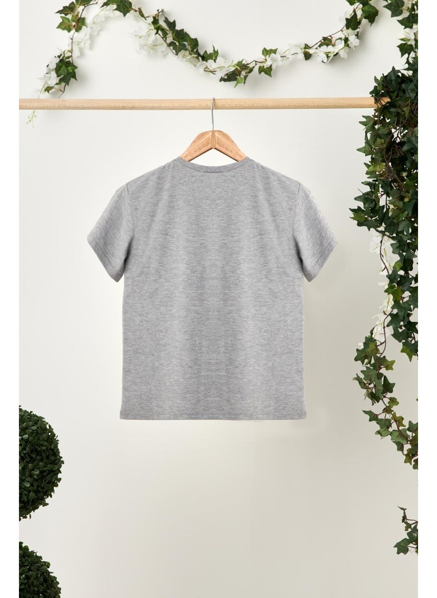 Babygiz Gray Boy's Short Sleeve Crew Neck Anti-Sweat, Soft Comfortable 100% Cotton Combed Cotton T-Shirt  - Image 3