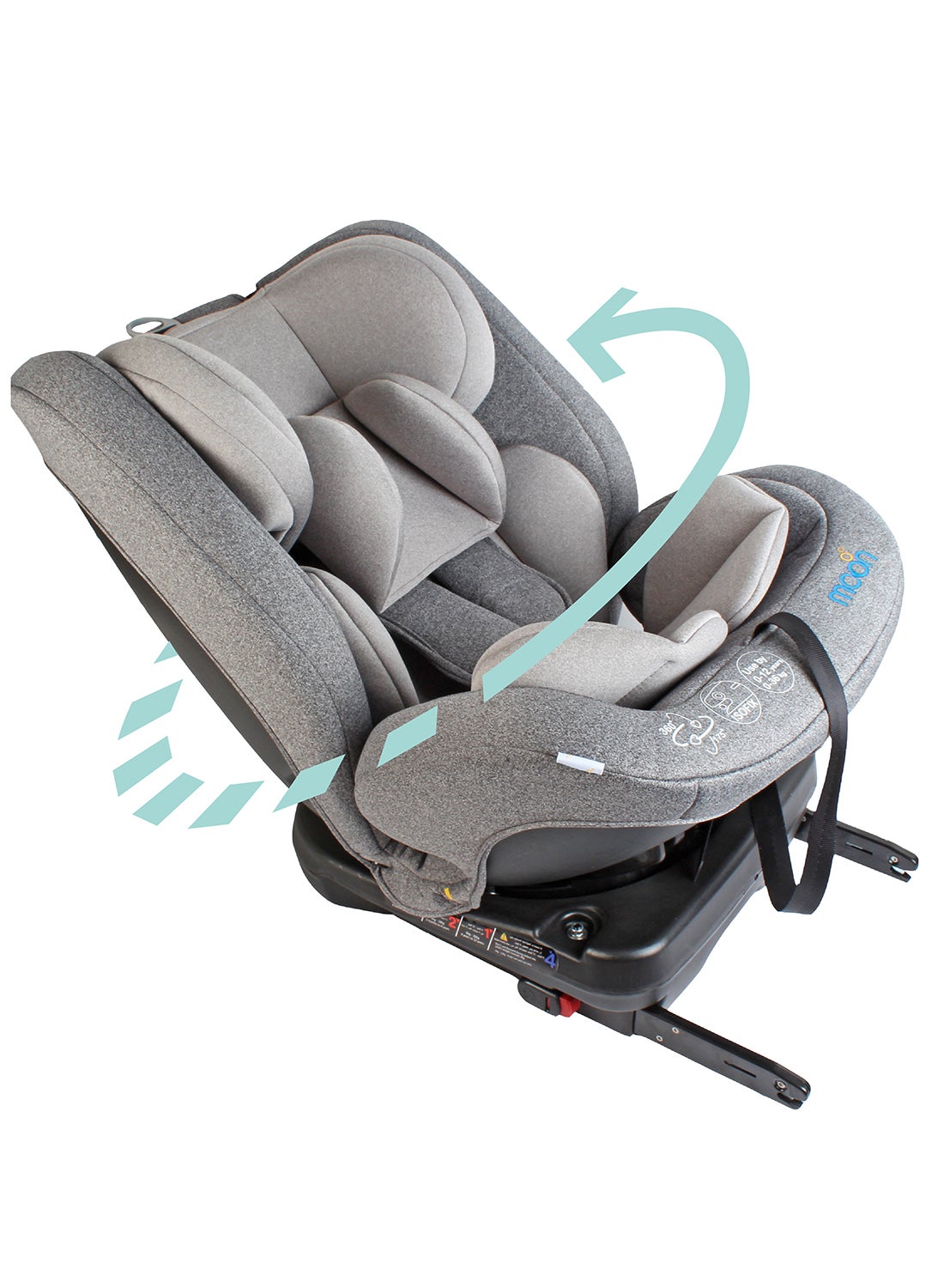 Rover 360° Baby Car Seat – Group 0+/1/2/3 Convertible Travel Seat (0m–12y), Rear Facing 0–12m, Forward Facing 9m–12y, Safety Harness – Grey