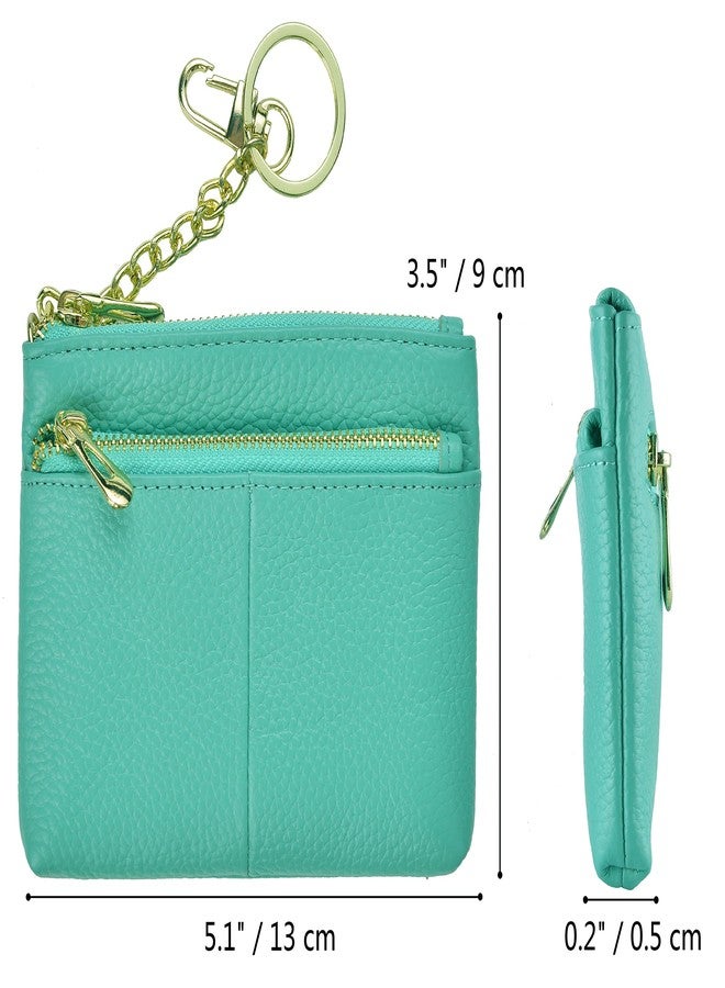 Beurlike Womens RFID Coin Purse Change Wallet Small Leather Card Holder Keychain (Teal) - Image 5