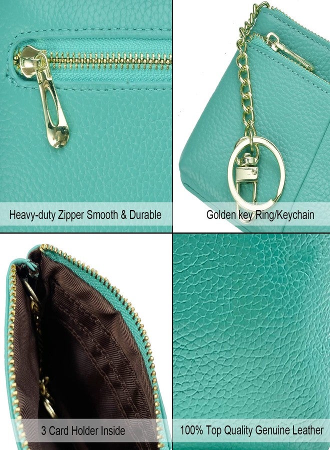 Beurlike Womens RFID Coin Purse Change Wallet Small Leather Card Holder Keychain (Teal) - Image 4