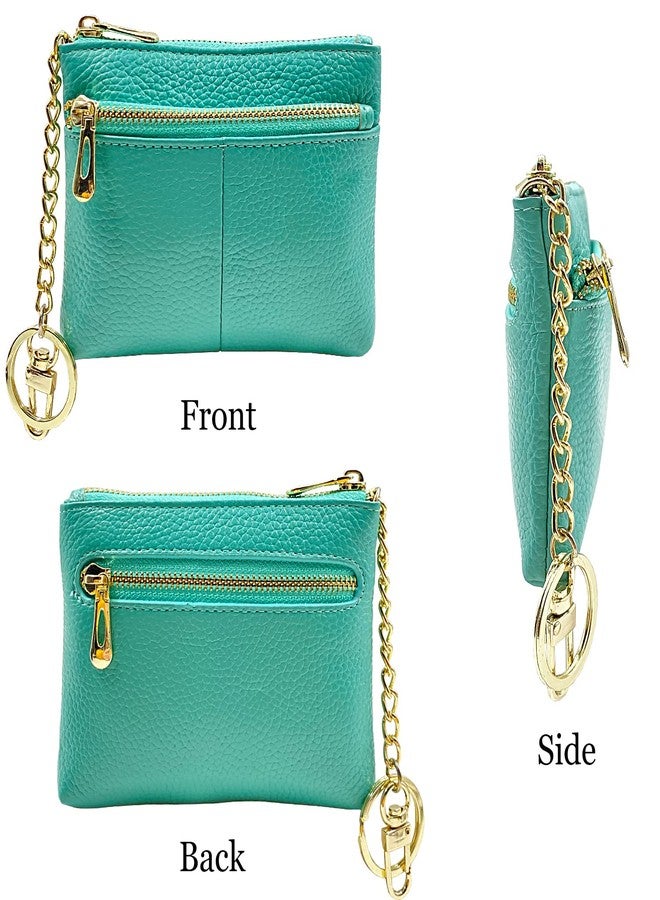 Beurlike Womens RFID Coin Purse Change Wallet Small Leather Card Holder Keychain (Teal) - Image 3