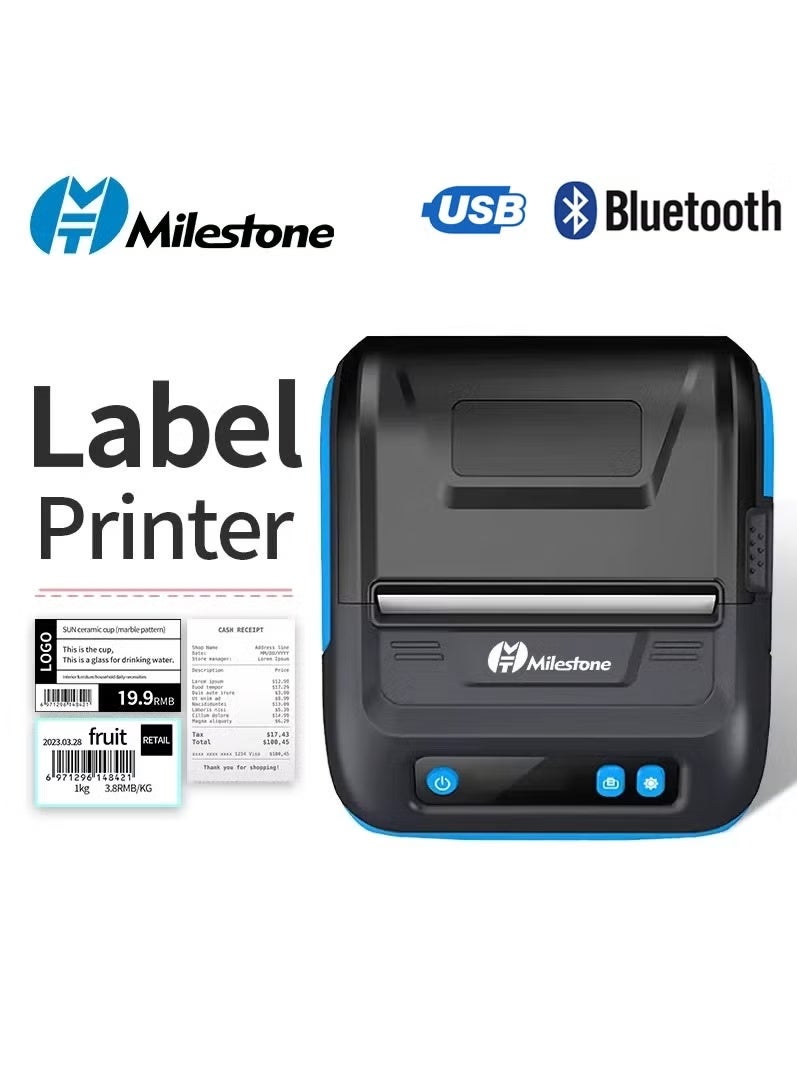 Milestone Thermal Mini Bluetooth Portable Printer 80mm Wireless Receipt Label Maker Machine Printers for Phone for Label - Image 1