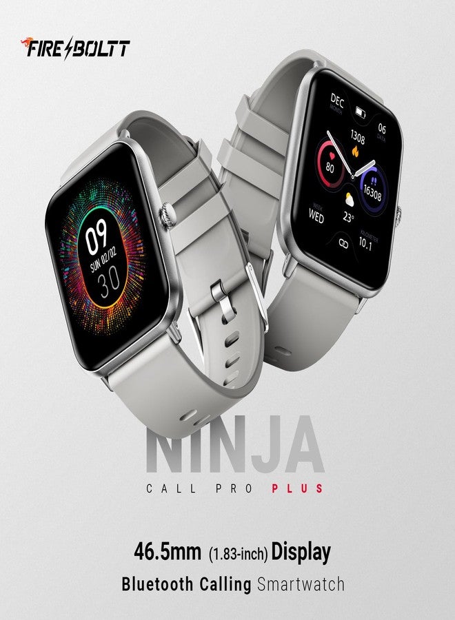 Fire-Boltt ساعة Fire-Boltt Ninja Call Pro Plus الذكية للمكالمات عبر البلوتوث، شاشة عالية الدقة 1.83 بوصة، مساعد صوتي بتقنية الذكاء الاصطناعي، أكثر من 120 وضعًا رياضيًا، مقاومة للماء بمعيار IP67، ساعة ذكية لمراقبة تشبع الأكسجين في الدم ومعدل ضربات القلب للرجال والنساء - رمادي - Image 2