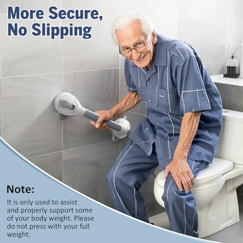 Roylvan Grab Bars for Bathtub and Shower, 1 Pack Shower Handle with Strong Suction Cups, 16.8 Inch Bathroom Grab Bars for Seniors, Removable Shower Safety Handrail for Elderly, Drill Free, Waterproof - Image 5