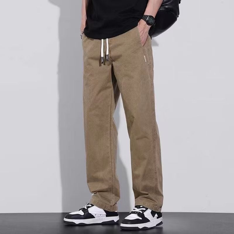 2024 Mens Casual Pants Trendy Loose Straight Summer Fashion Brown 