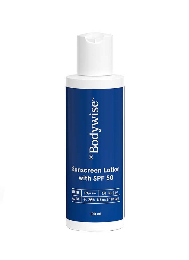 Be Bodywise Sunscreen Lotion With Spf 50 Pa+++ With 1% Kojic Acid And 0.20% Niacinamide Prevents Sun Tan, Leaves No White Cast And Gives Broad Spectrum Protection  - Image 1