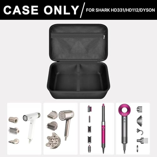PAIYULE Hair Dryer Case for Shark HD112BRN & HD331 HyperAIR IQ 2-in-1 Concentrator, Storage Pouch for Dyson/Shark Flexstyle Styler Attachments and Clips, Black - Image 2