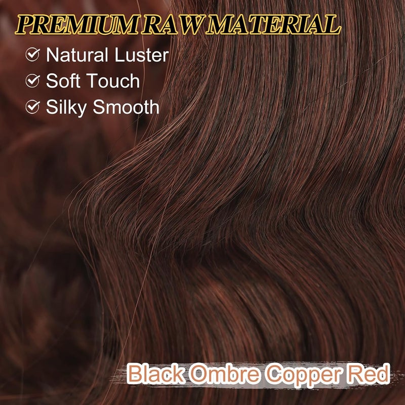 BARSDAR Ocean Wave Crochet Braiding Hair, 55 cm 6 Packs Deep Wave GoGo Curl Crochet Hair for Women Synthetic Boho Braids Long Wavy Curly Braids Hair Extension – Black Ombre Copper Red - Image 4