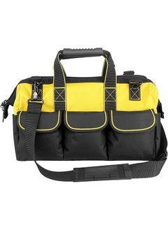 PROMASS promass Garden Tools Bag 16inch Wide Mouth Tool Tote with Molded Base Tool Bag for Carrying Mechanic Tools Large .,600D polyester fabric (Yellow color)  - Image 1