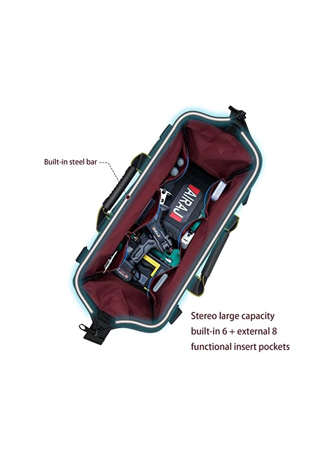 PROMASS promass Garden Tools Bag 16inch Wide Mouth Tool Tote with Molded Base Tool Bag for Carrying Mechanic Tools Large .,600D polyester fabric (Yellow color)  - Image 5