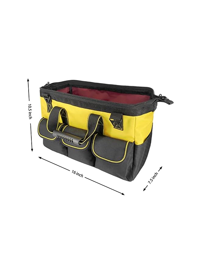 PROMASS promass Garden Tools Bag 16inch Wide Mouth Tool Tote with Molded Base Tool Bag for Carrying Mechanic Tools Large .,600D polyester fabric (Yellow color)  - Image 3