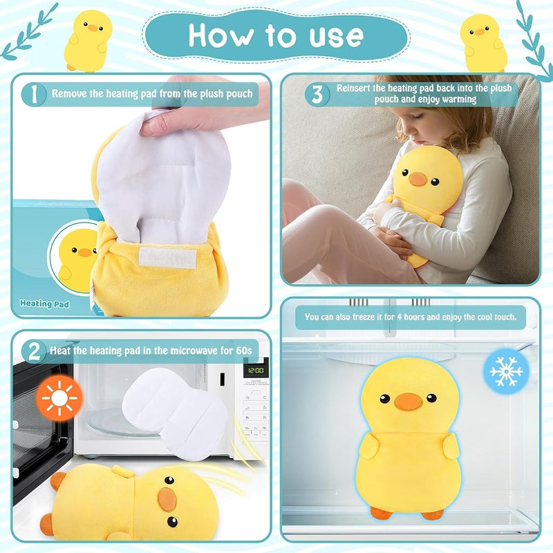 Fighting to Achieve Yellow Duck Microwavable Heating Pad for Kids Women,Cute Animal Plush Toy Microwave Heating Pad for Cramps & Period Pain Relief with Lavender Scented,Heated Pad for Neck Back,Warmer Pad for Valentines - Image 5