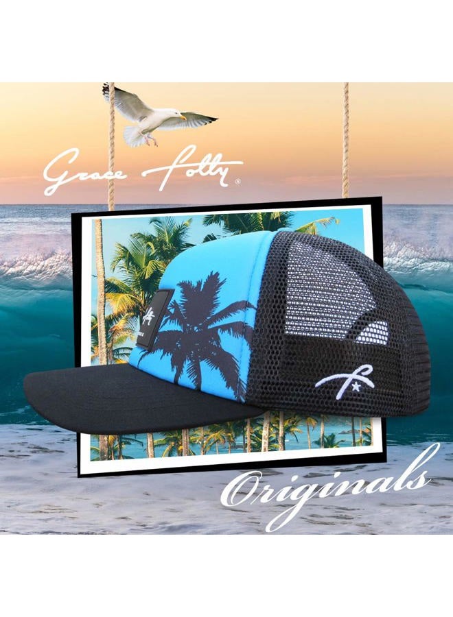 Grace Folly Kids Trucker Hat Youth Baseball Cap for Boys & Girls 5-12 Years Old, Teal- Palm, One Size - Image 3