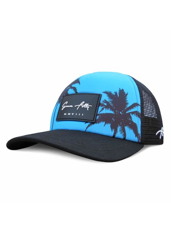 Grace Folly Kids Trucker Hat Youth Baseball Cap for Boys & Girls 5-12 Years Old, Teal- Palm, One Size - Image 1
