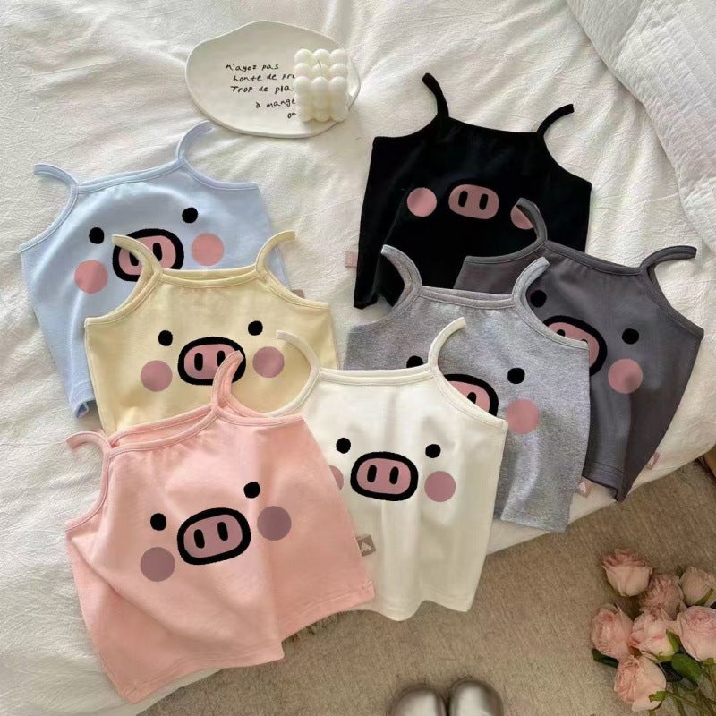 Girls' Sleeveless Vest With Cartoon Print, Casual And Stylish For Children - Image 2