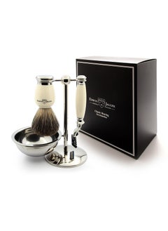 Edwin Jagger S81M587Bamz Imitation Ivory & Nickel Classic Shaving Set With Pure Badger Shaving Brush, Mach 3 Razor And Shaving Bowl For Shaving Cream Or Soap For Men  - Image 3
