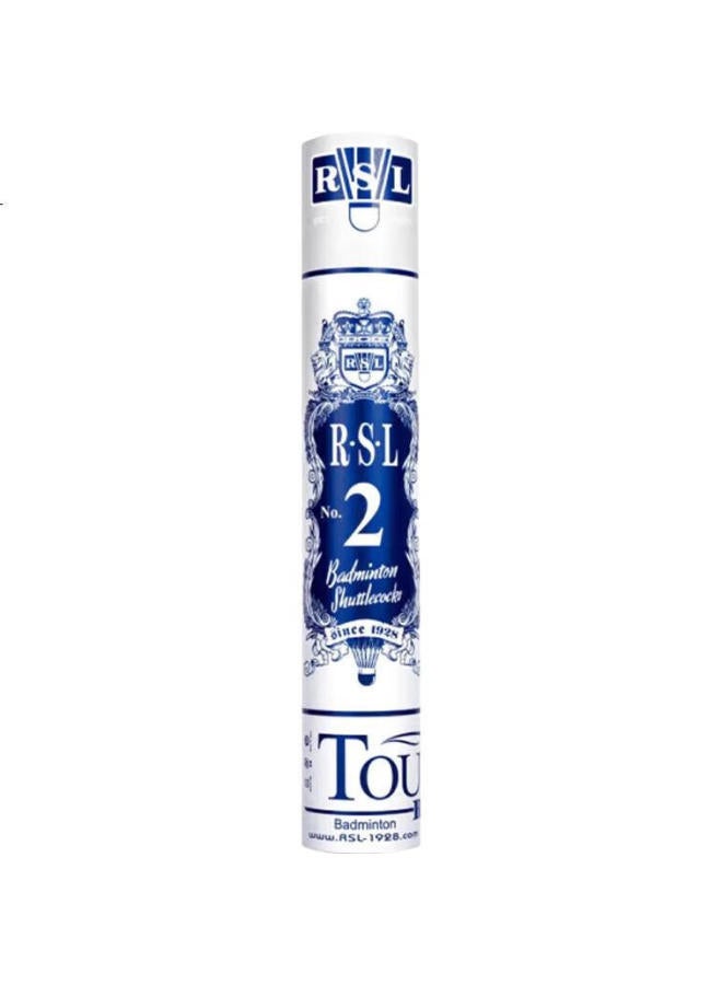 Rsl No.2 Full Round Duck Feather Professional Competition Badminton Shuttlecocks, Stable And Durable, 76 Speed, 12 Pieces Per Tube - Image 1