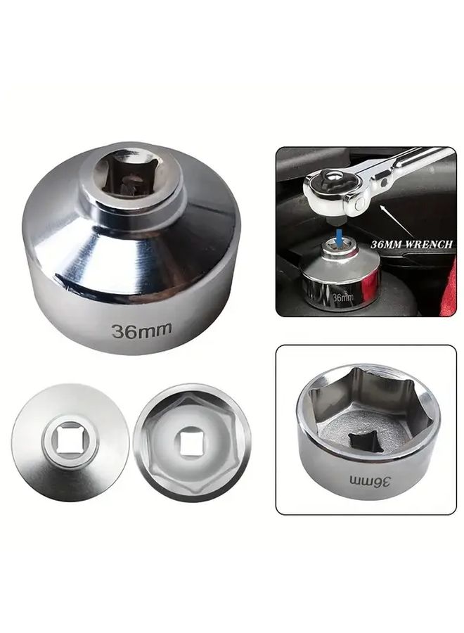 Silvery 36mm Oil Filter Socket Wrench For Ford VW Audi BMW Vehicles - Image 1