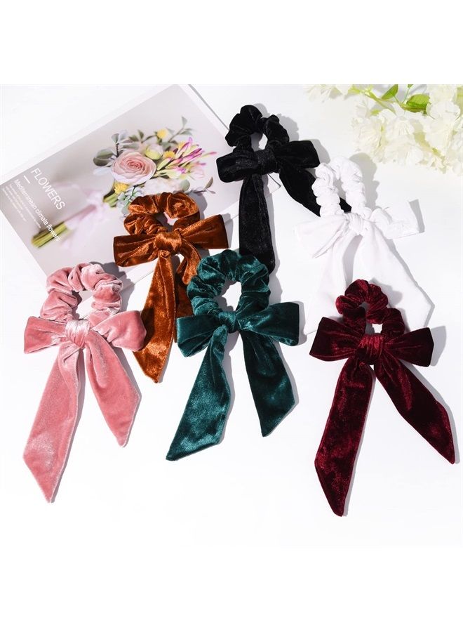 Aileam 6Pcs Hair Scrunchies Bowknot Velvet Elastics Hair Bands Scrunchy Hair Rope Ties Hair Bow Ponytail Holder Accessories for Women Girls - Image 2