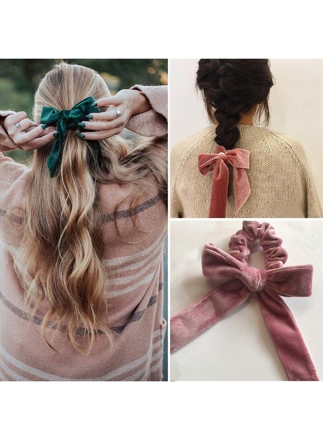 Aileam 6Pcs Hair Scrunchies Bowknot Velvet Elastics Hair Bands Scrunchy Hair Rope Ties Hair Bow Ponytail Holder Accessories for Women Girls - Image 3