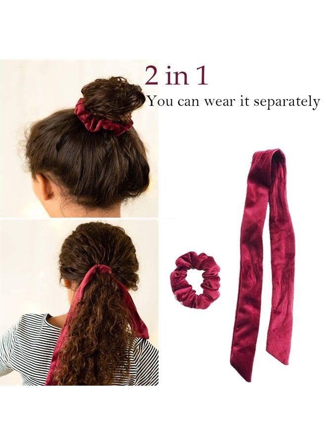 Aileam 6Pcs Hair Scrunchies Bowknot Velvet Elastics Hair Bands Scrunchy Hair Rope Ties Hair Bow Ponytail Holder Accessories for Women Girls - Image 4