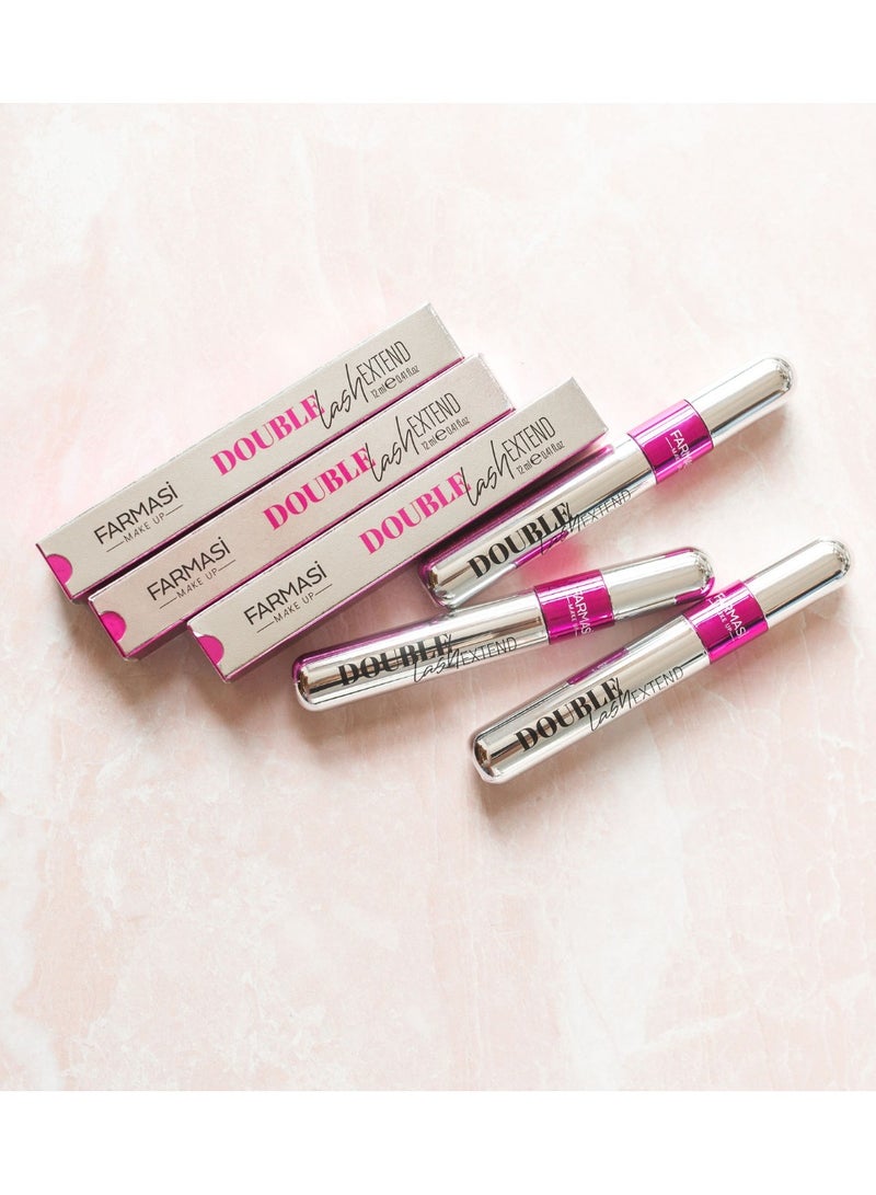 FARMASI Double Lash Extend Mascara, Eyelash Lengthening Applicator, Natural Lengthening and Thickening Effect No Clumping, Buildable, Defining, Curling, 0.41 fl. Oz / 12 ml (Black) - Image 2