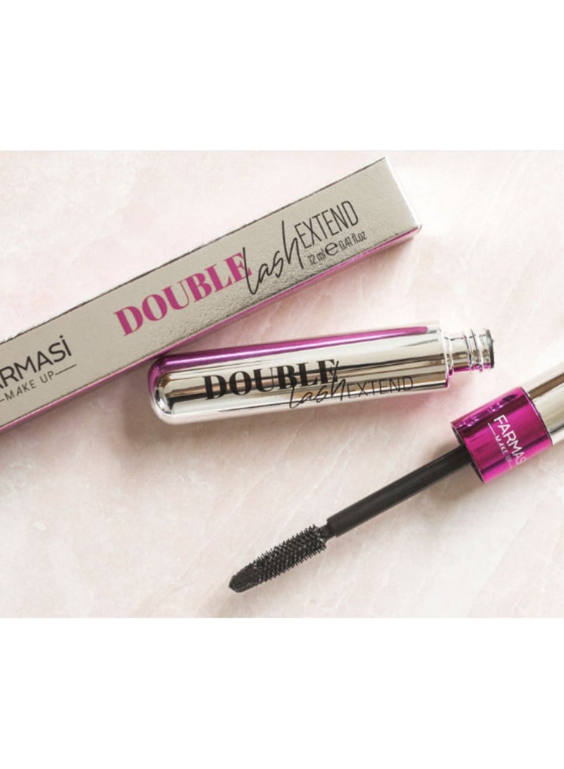 FARMASI Double Lash Extend Mascara, Eyelash Lengthening Applicator, Natural Lengthening and Thickening Effect No Clumping, Buildable, Defining, Curling, 0.41 fl. Oz / 12 ml (Black) - Image 4