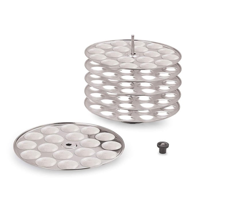 Dynore Stainless Steel Mini Idli Stand - 5 Plates Maker Makes 90 Idlis at Once - Image 4