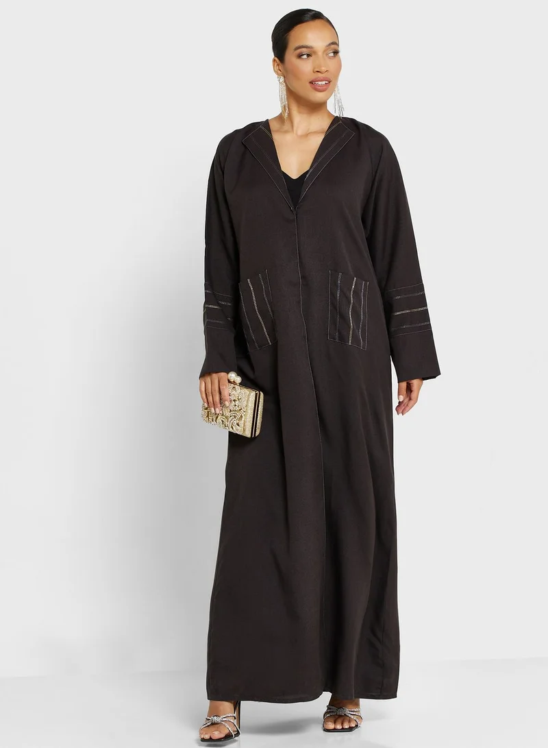 hayas closet Embroidery Detail Abaya