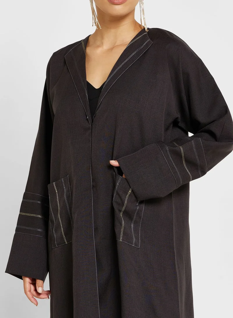 hayas closet Embroidery Detail Abaya