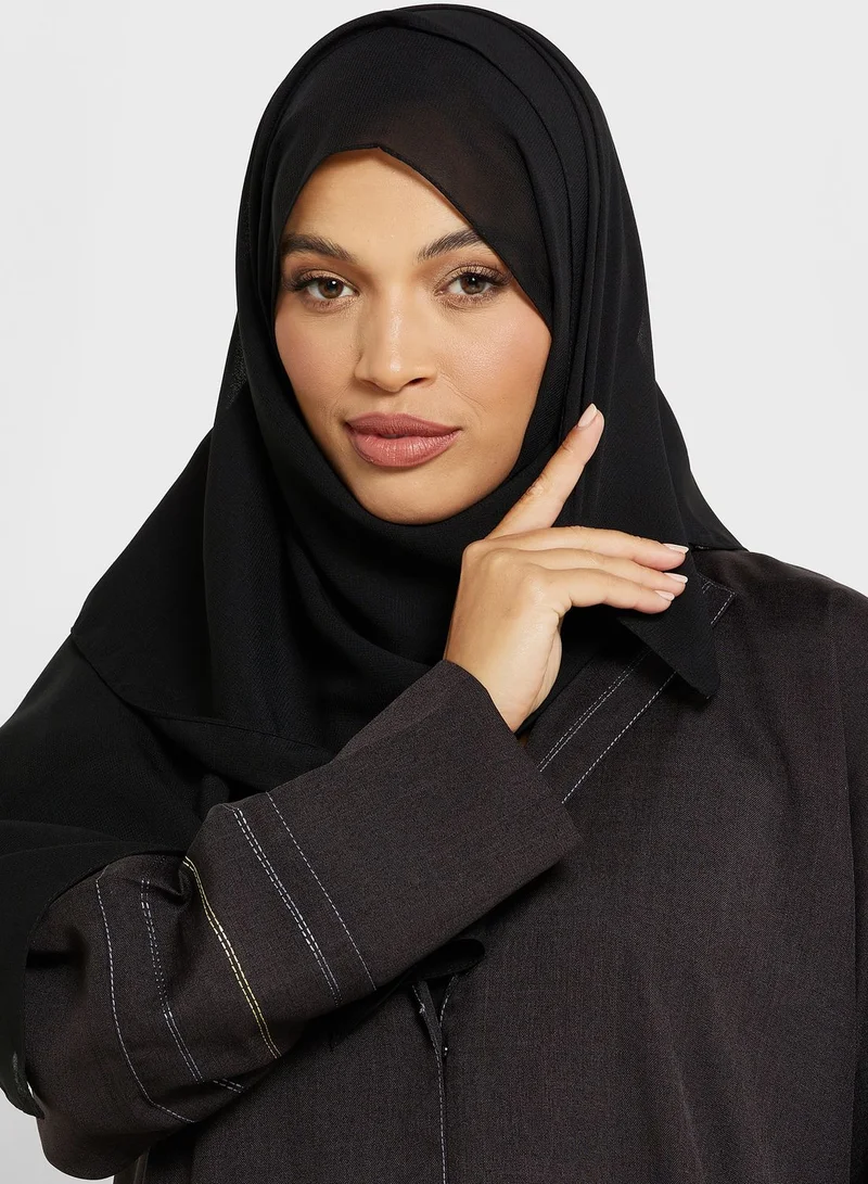 hayas closet Embroidery Detail Abaya