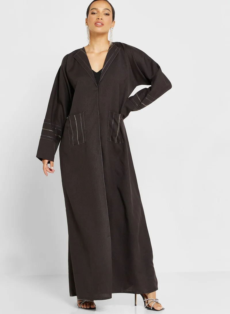 hayas closet Embroidery Detail Abaya