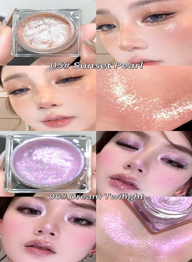 Cappuvini Broken Diamond Moist Highlighter Liquid | Multi-Use Shimmer for Cheeks Brow Bone | Water-Based Gel Texture | Glittery Shine Highlighter with Glass Skin Effect | Cute Color Silver Pink Blue Lavender | Contours and Highlighters Liquid Glow | Gen Z Kawaii Beauty Makeup with Moisturizing Formula (06# Dream Twilight, 4g) - Image 5