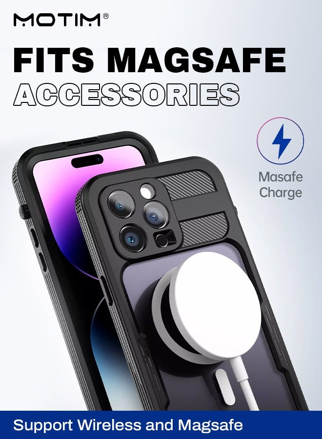 Motim Waterproof Case for iPhone 14 with Built in Screen Protector and Lanyard, Wireless Magsafe Magnetic Heavy Duty Shockproof Case Cover - Image 2