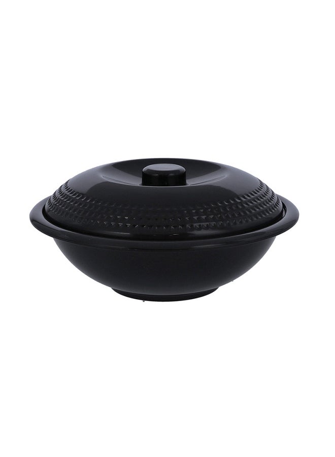 Royalford Melamine 10"Biza  Serving Bowl With Lid Black 10inch - Image 1